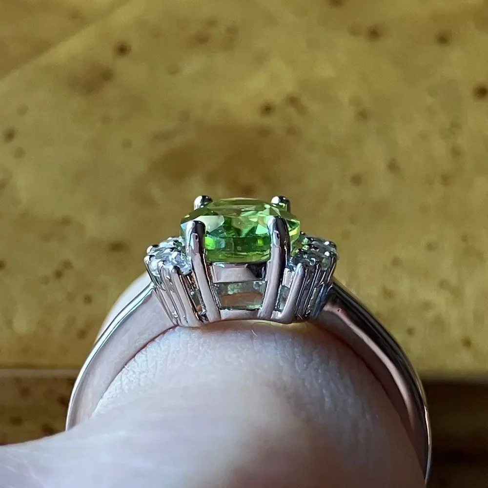 Natural Peridot Sterling Silver Ring Size 8